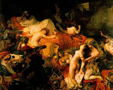 E. Delacroix 
La Mort de Sardanapale, 
1827,
Huile sur toile  392 x 496 cm, muse du Louvre.  