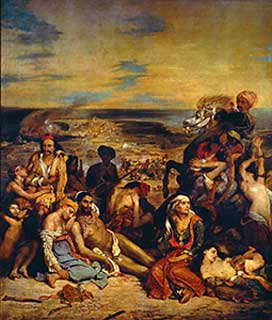 E. Delacroix
Le Massacre de Scio, muse du Louvre.
1824  
Huile sur toile 419 x 354 cm 